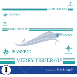 Stickers Liseret Merry Fisher 635 turquoise gris (complet) pour bateau