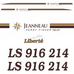 Stickers Liseret Merry Fisher 750 CR + immatriculation pour bateau